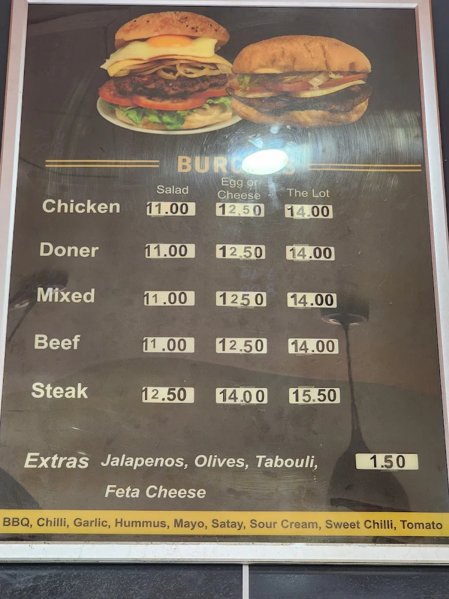 Menu, Ellenbrook Kebabs