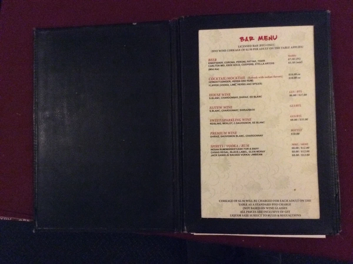 Menu, Great Indian Wave