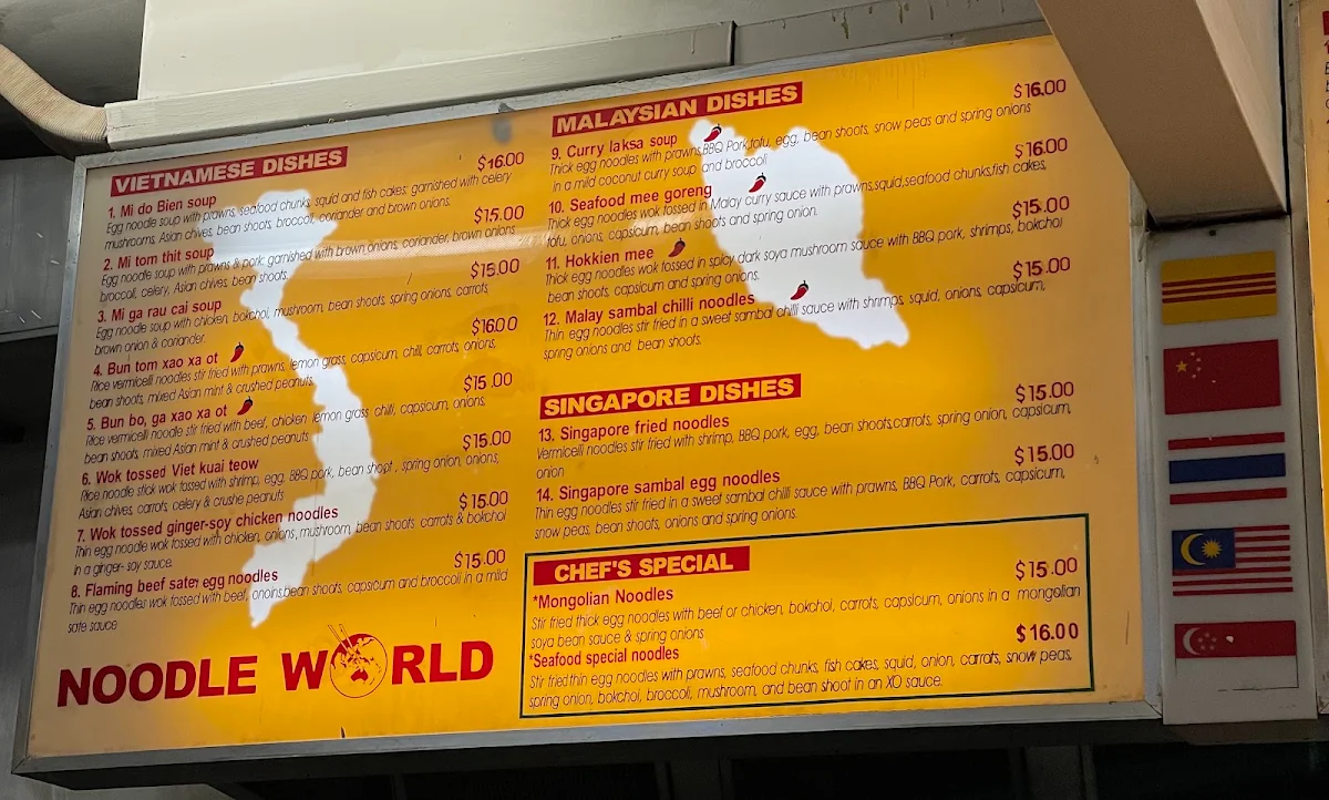Menu, Noodle World