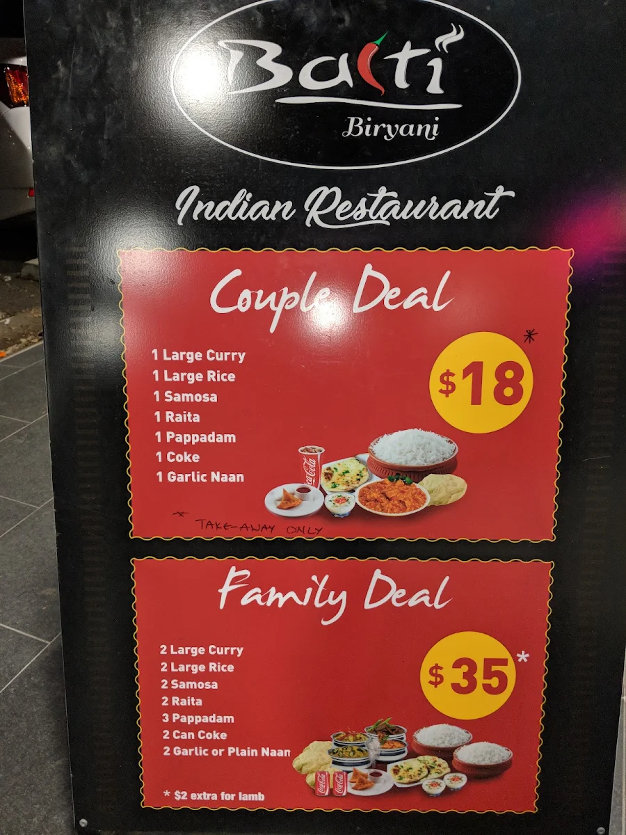 Menu, Balti Biryani Holland Park
