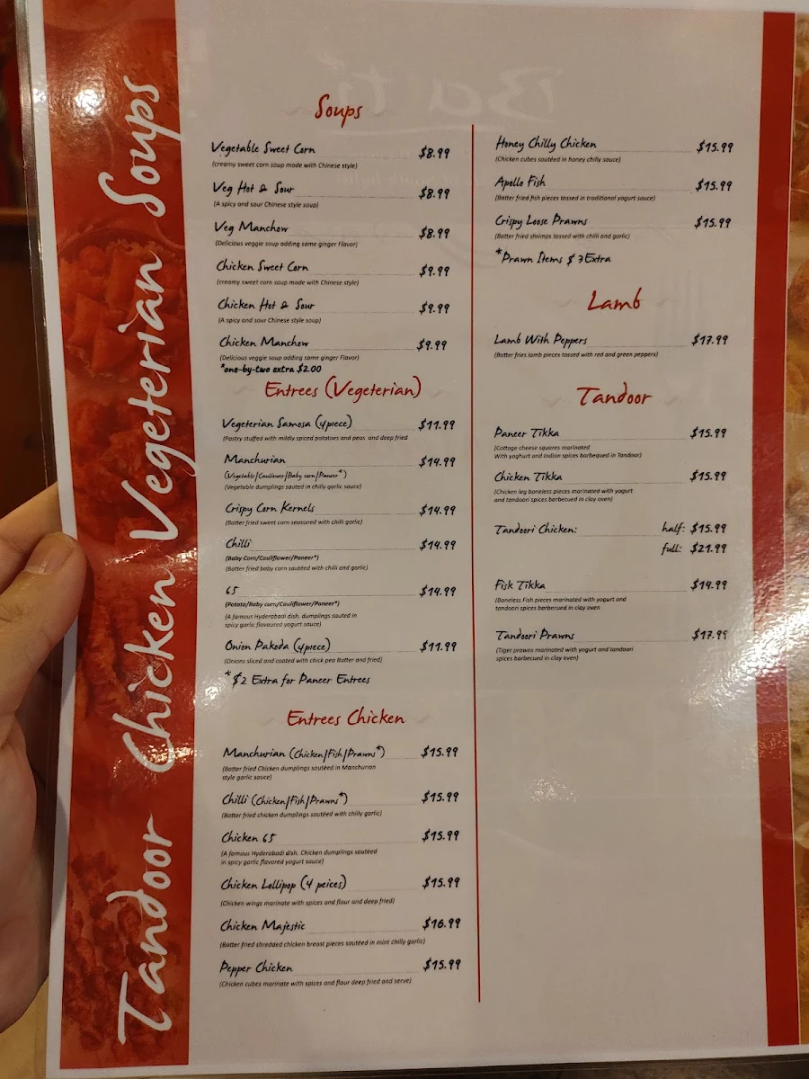 Menu, Balti Biryani Holland Park