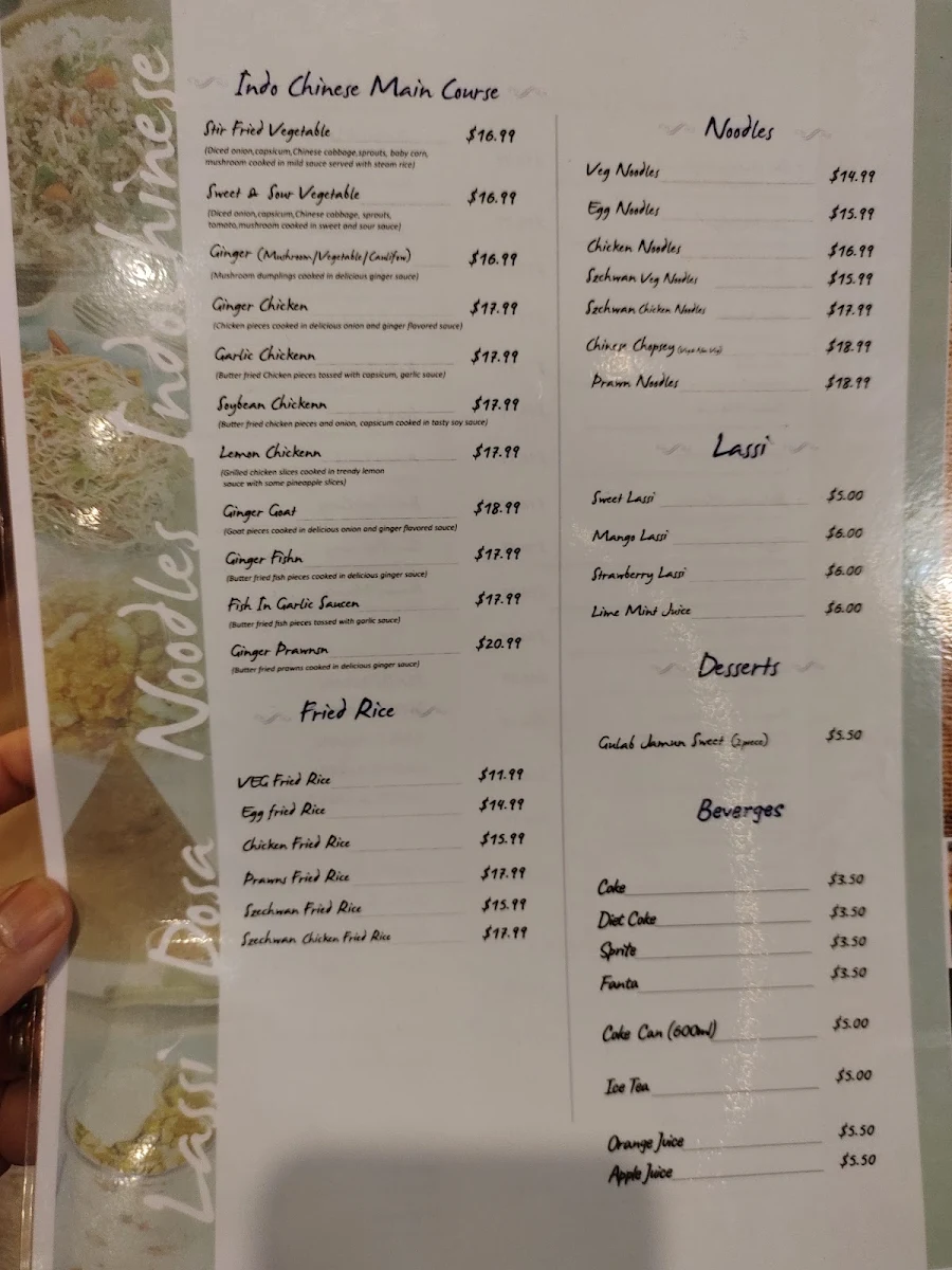 Menu, Balti Biryani Holland Park
