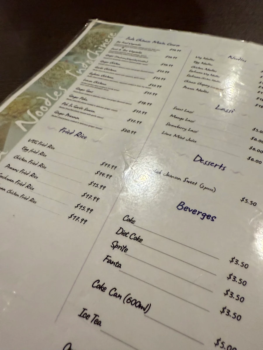 Menu, Balti Biryani Holland Park