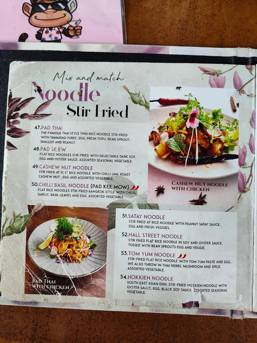 Menu, Monkey Punch Thai Cuisine