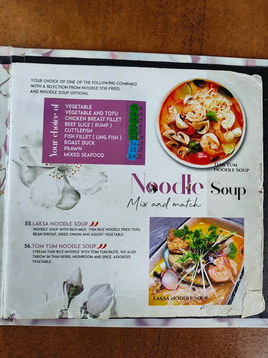 Menu, Monkey Punch Thai Cuisine