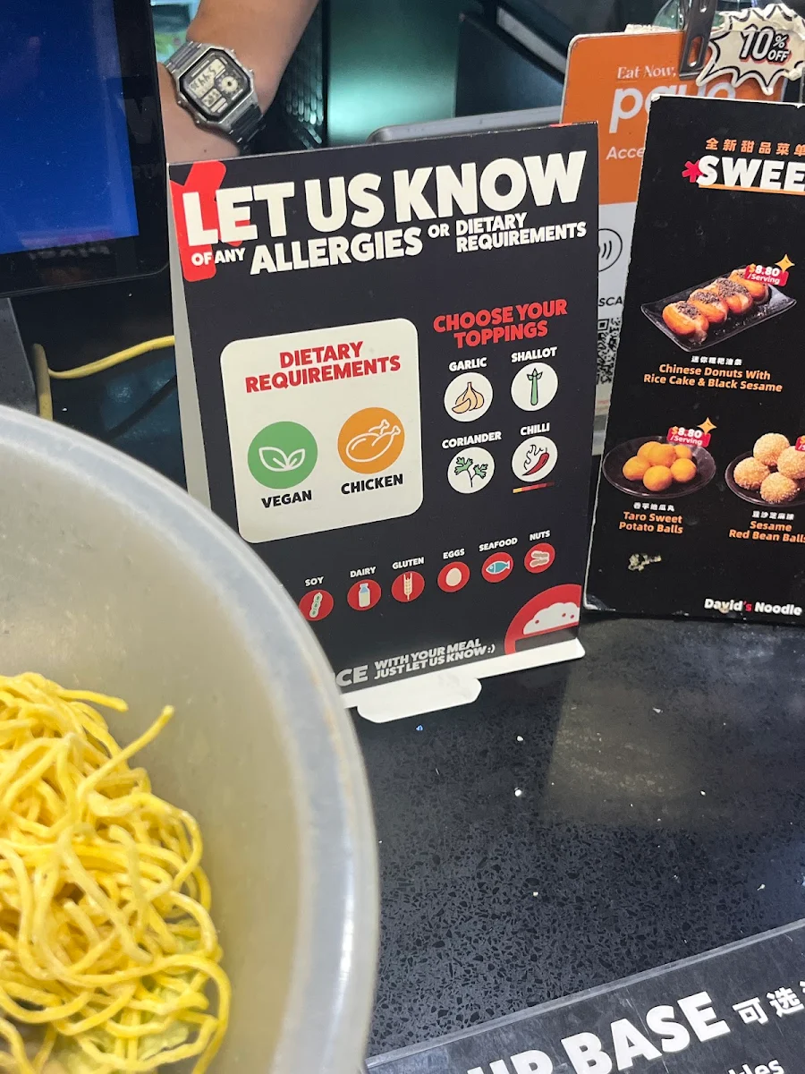 Menu, David's Noodle & Hotpot