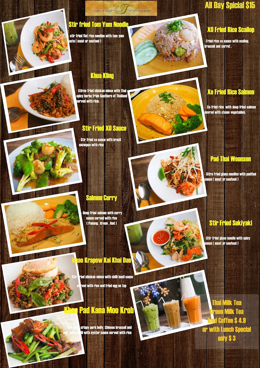 Menu, Ivory Thai North Ryde