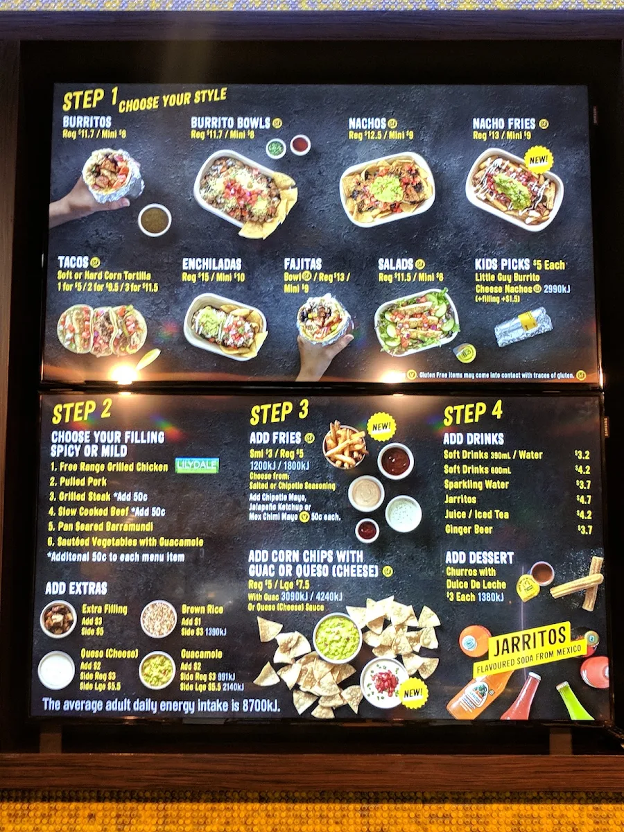 Menu, Guzman y Gomez - Westfield Sydney
