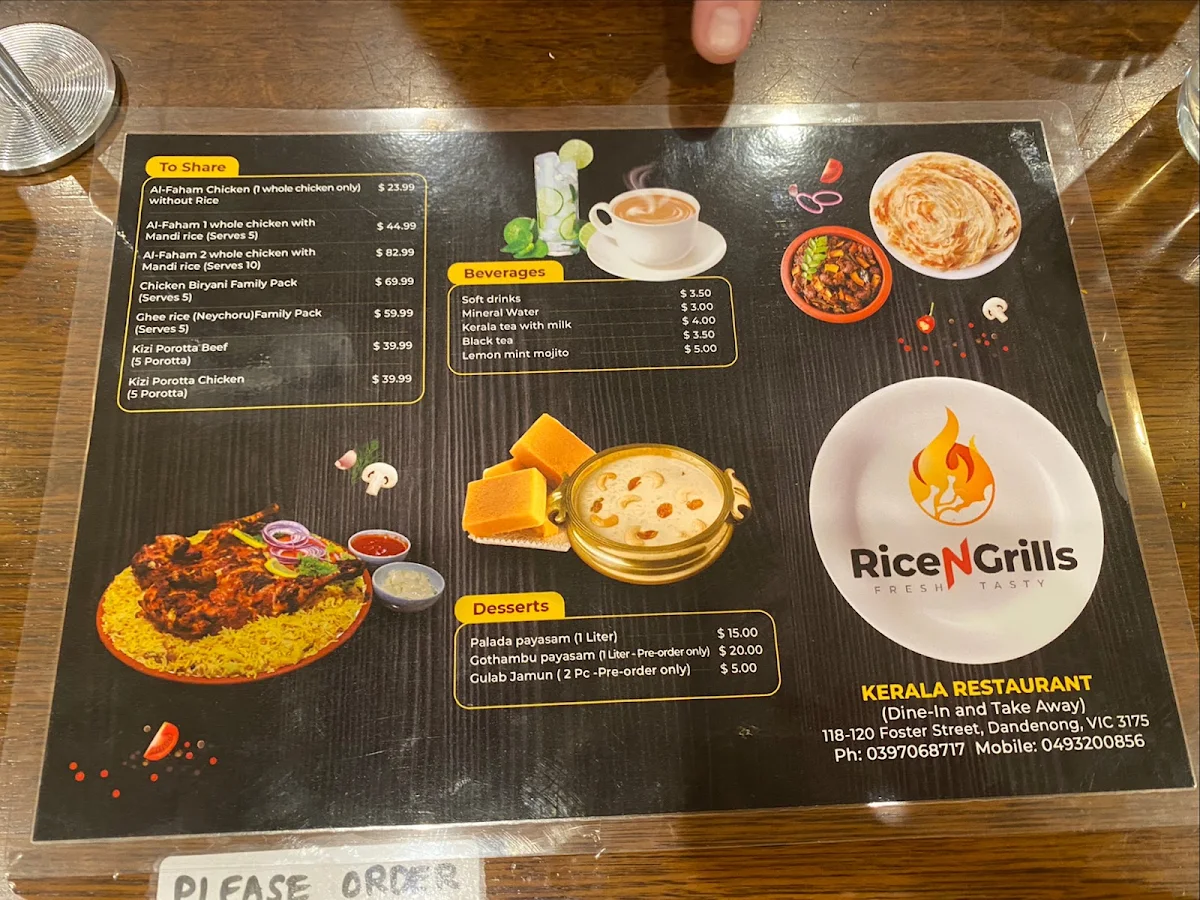Menu, RiceNGrills