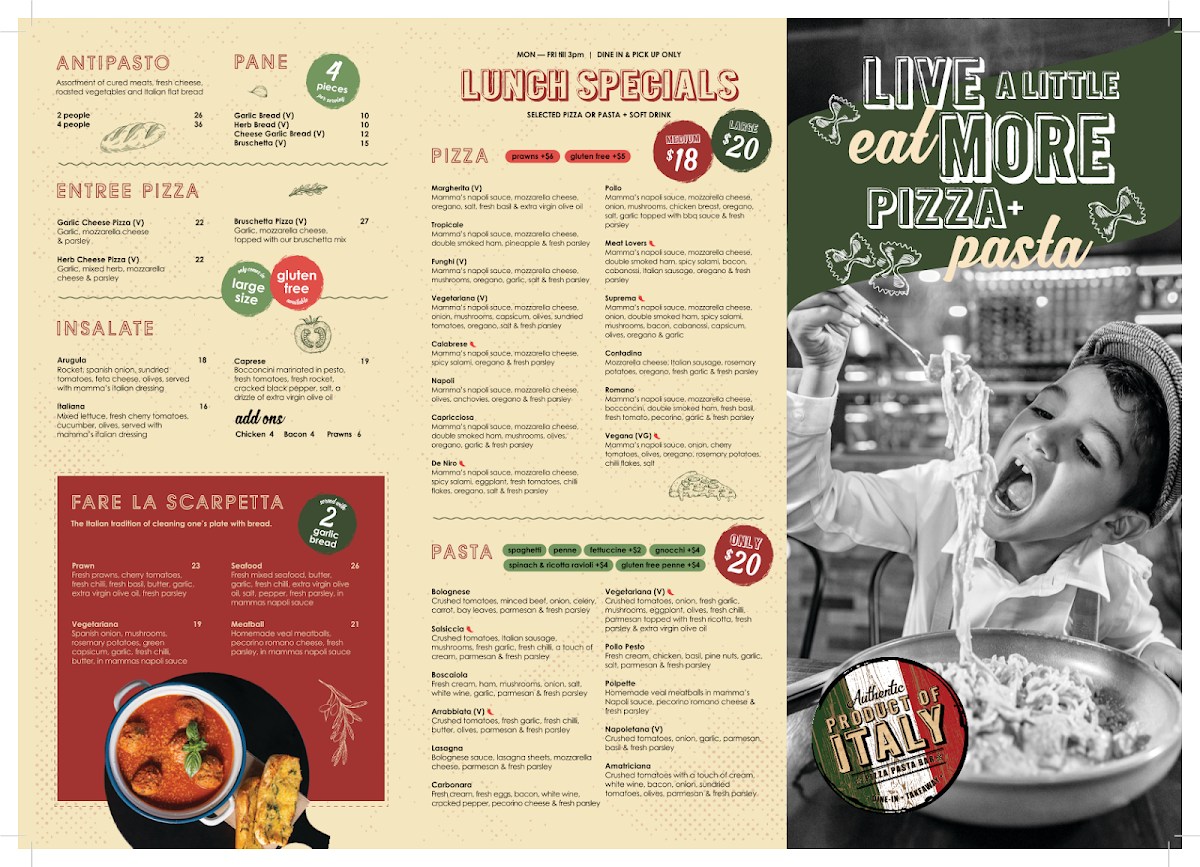 Menu, Product of Italy Penrith