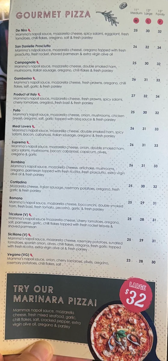 Menu, Product of Italy Penrith