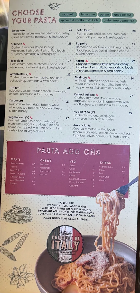 Menu, Product of Italy Penrith