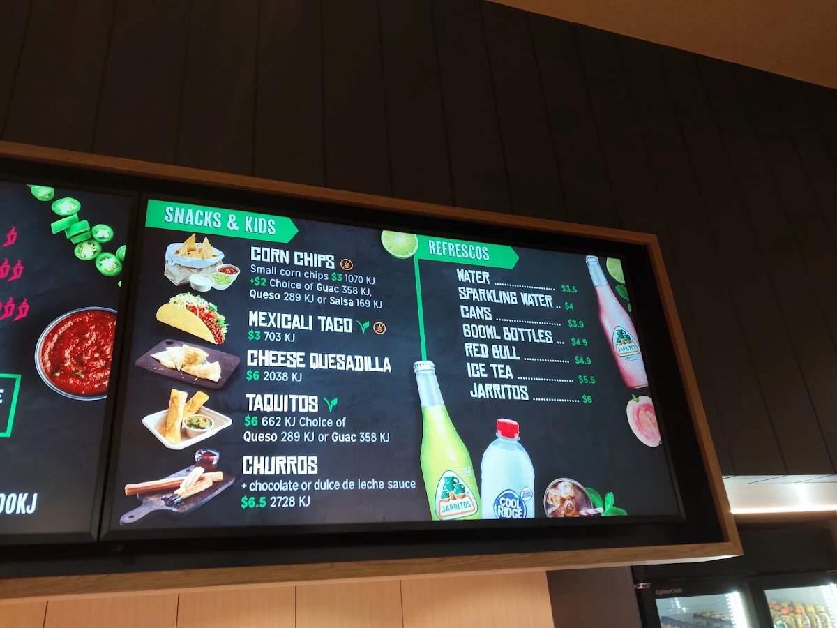 Menu, Mad Mex Stanhope