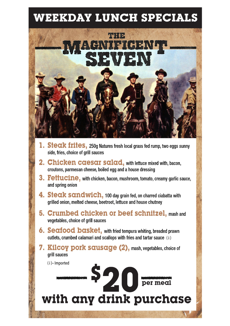 Menu, Gracemere Hotel