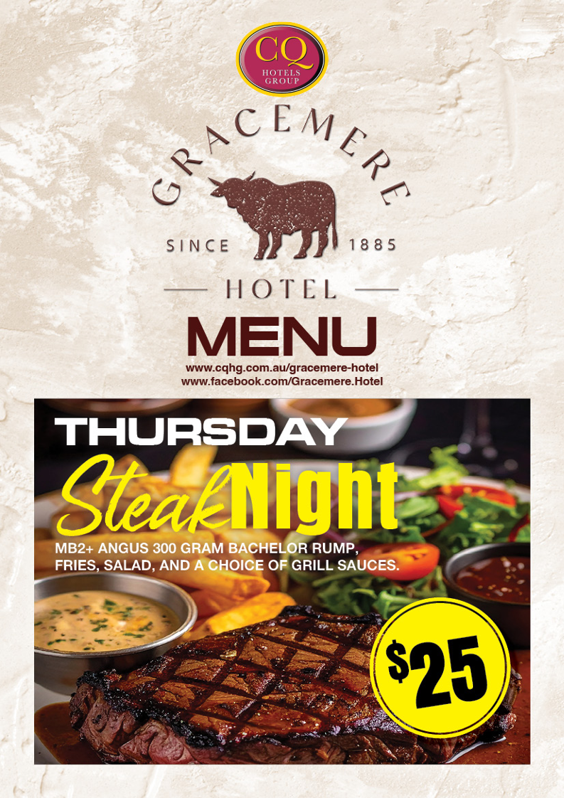 Menu, Gracemere Hotel