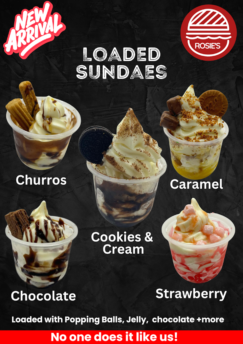 Menu, Rosie’s Takeaway - Fish & Chips, Burgers, Wraps, Ice Cream & Bubble Tea