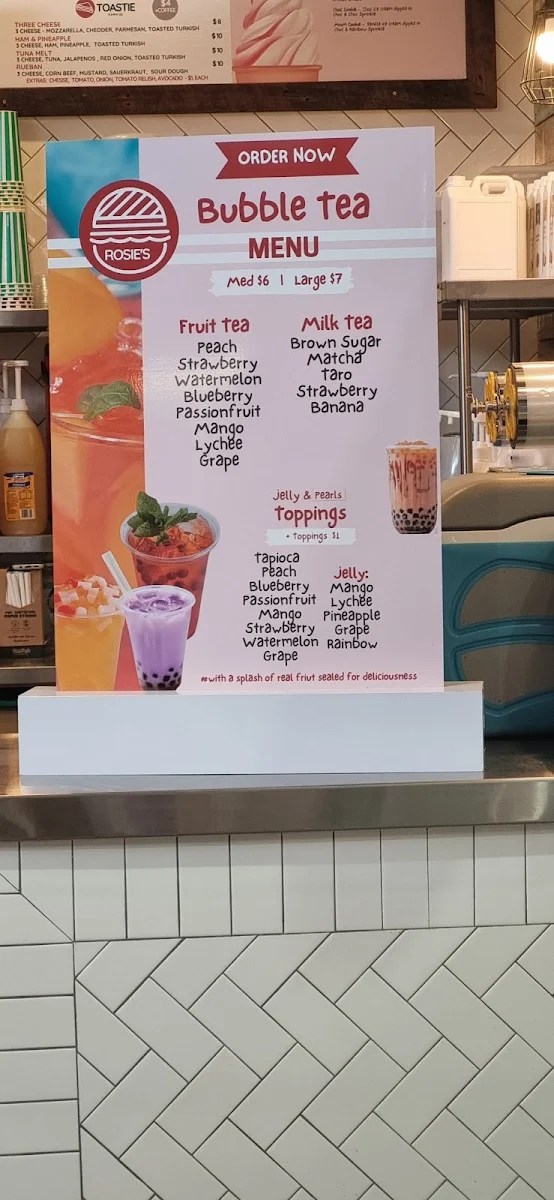 Menu, Rosie’s Takeaway - Fish & Chips, Burgers, Wraps, Ice Cream & Bubble Tea