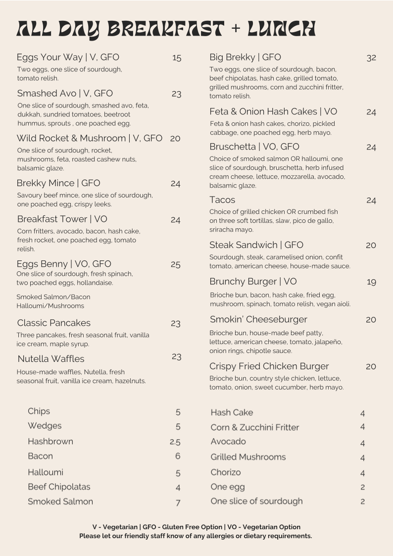 Menu, Artie & Mai
