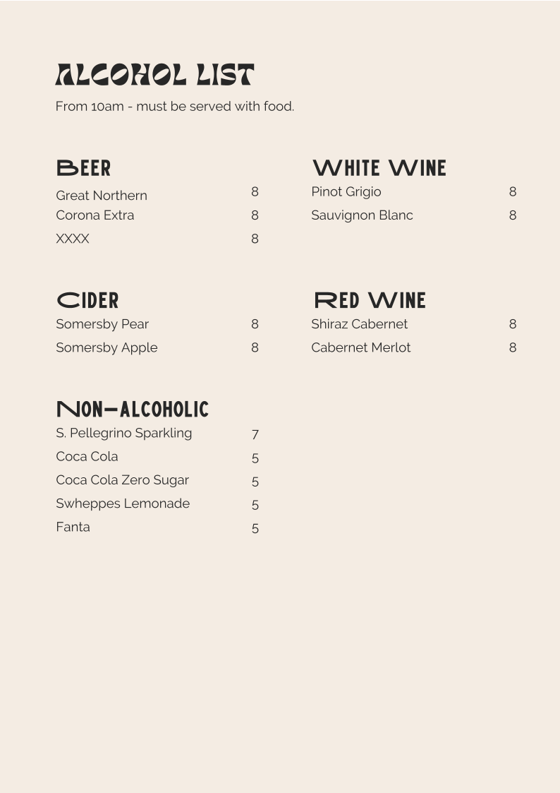Menu, Artie & Mai