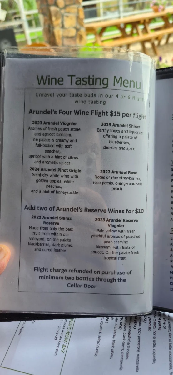 Menu, Arundel Farm Estate