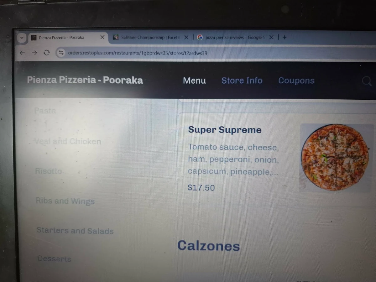 Menu, Pienza pizzeria