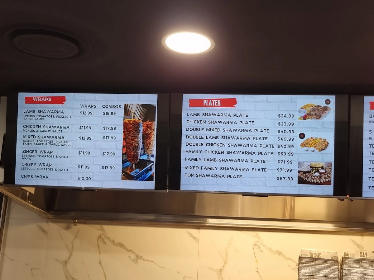 Menu, Top Shawarma Smithfield