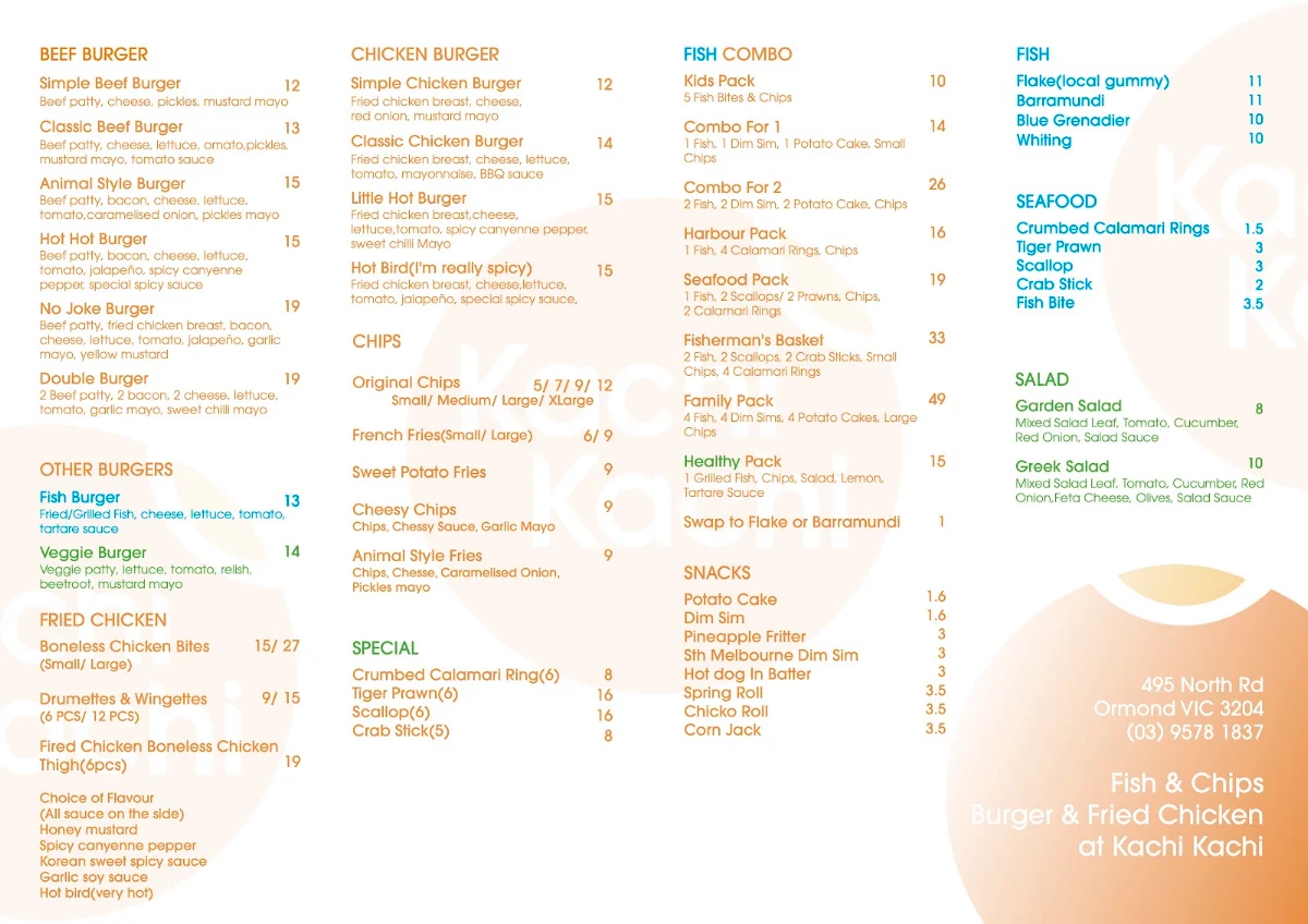 Menu, Kachi Kachi