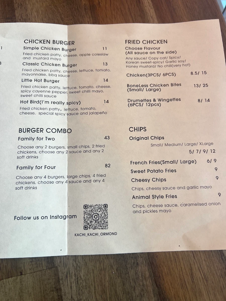Menu, Kachi Kachi