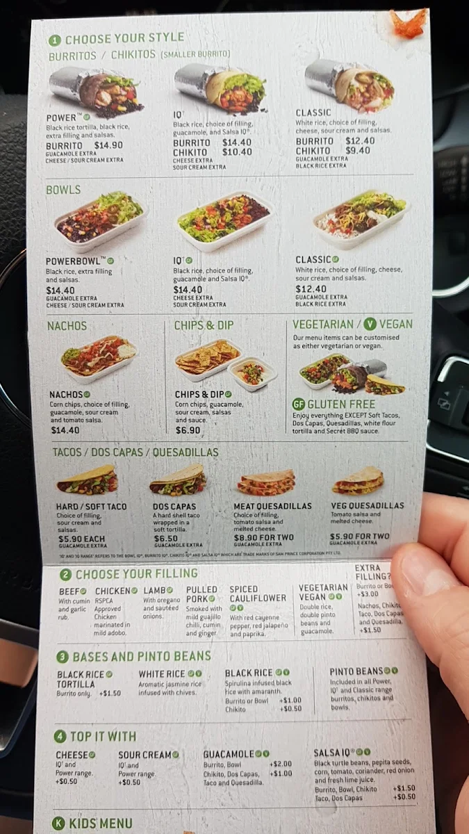 Menu, Zambrero Spearwood