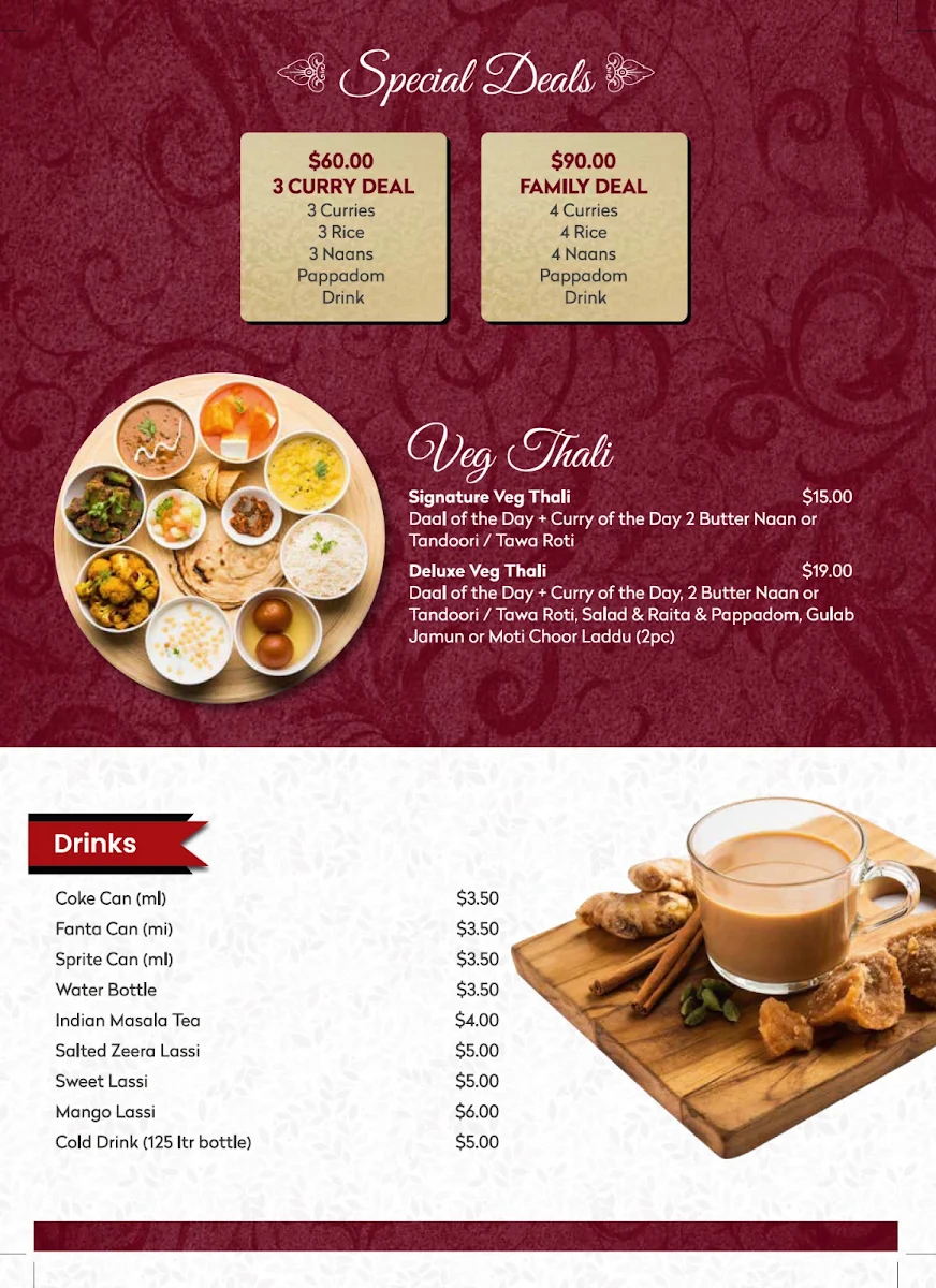 Menu, Baba Sweets Truganina