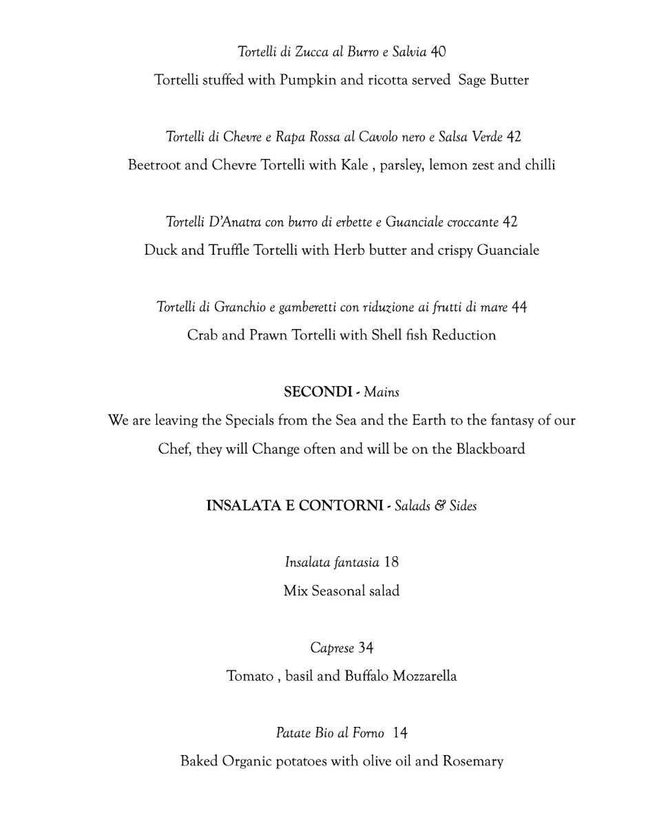 Menu, Pasta Emilia