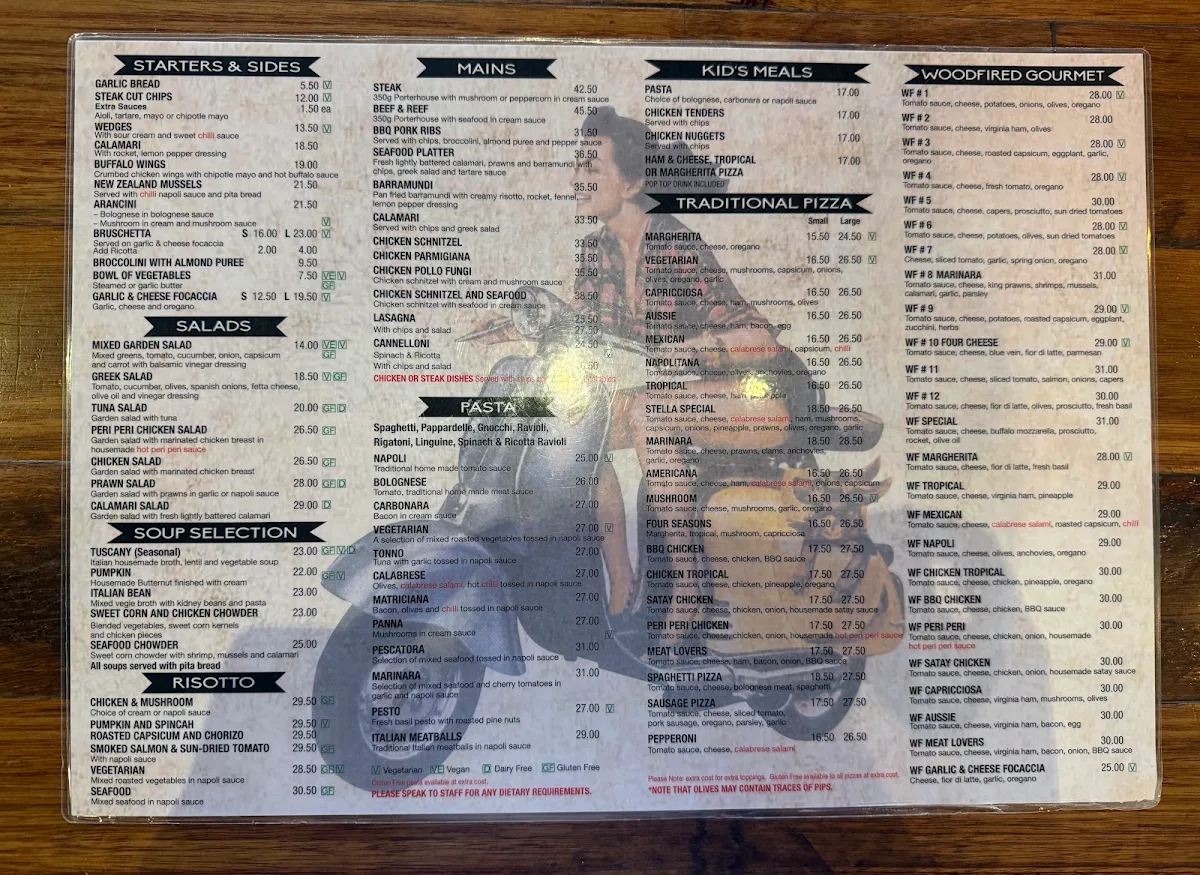 Menu, Stella Pizza Altona
