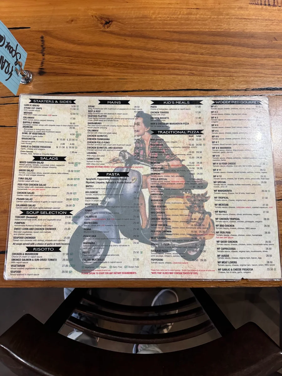 Menu, Stella Pizza Altona