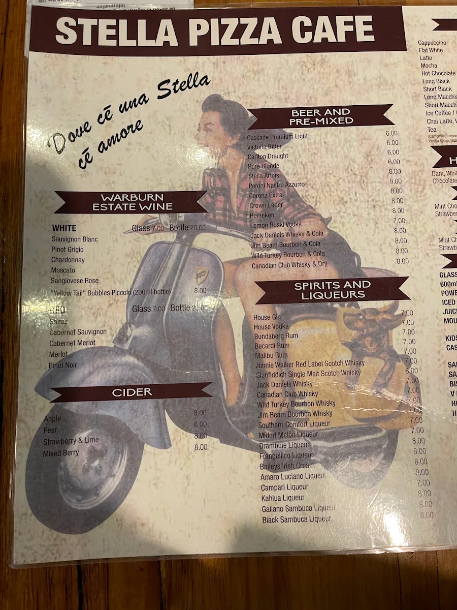 Menu, Stella Pizza Altona