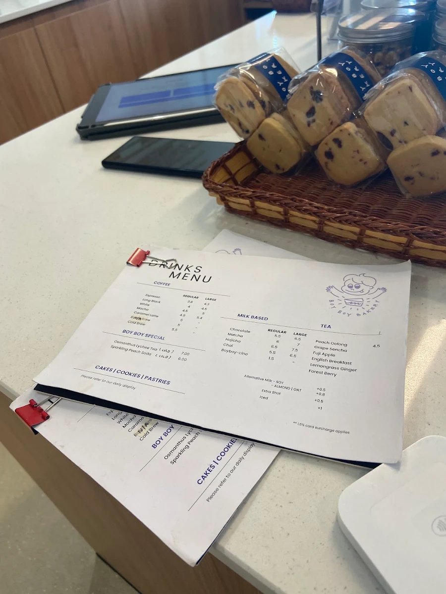 Menu, Boy Boy Bakery