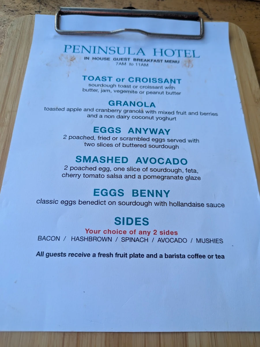 Menu, Hi Tide by the beach