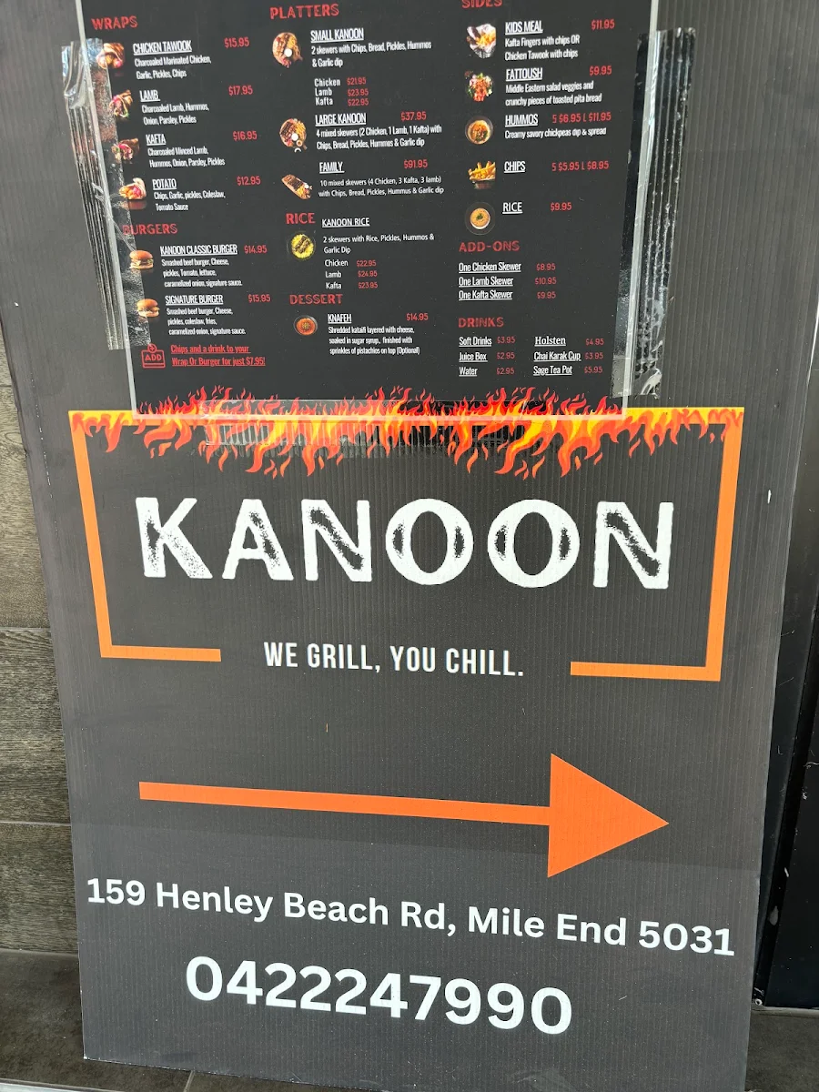 Menu, Kanoon Grills