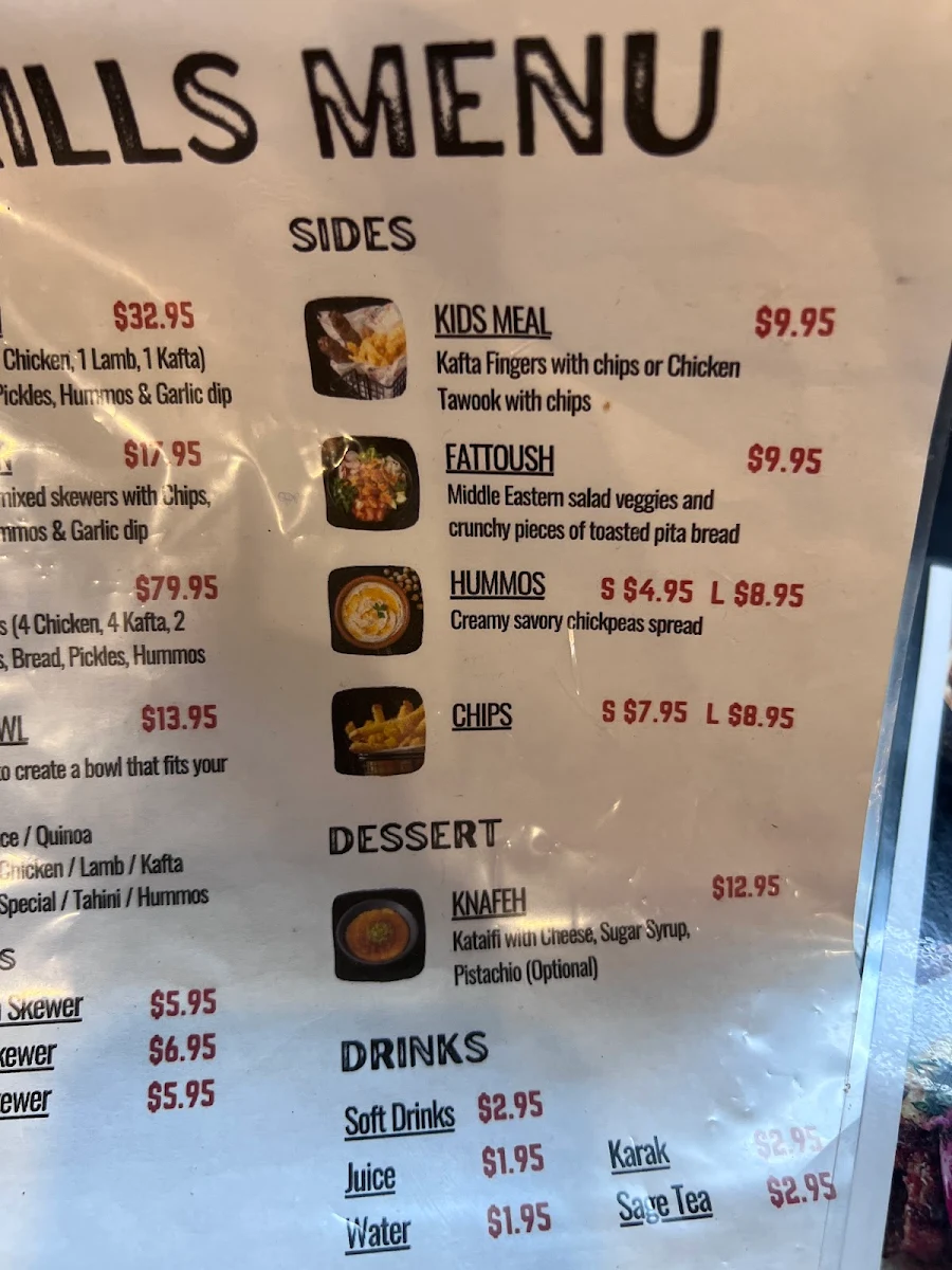 Menu, Kanoon Grills
