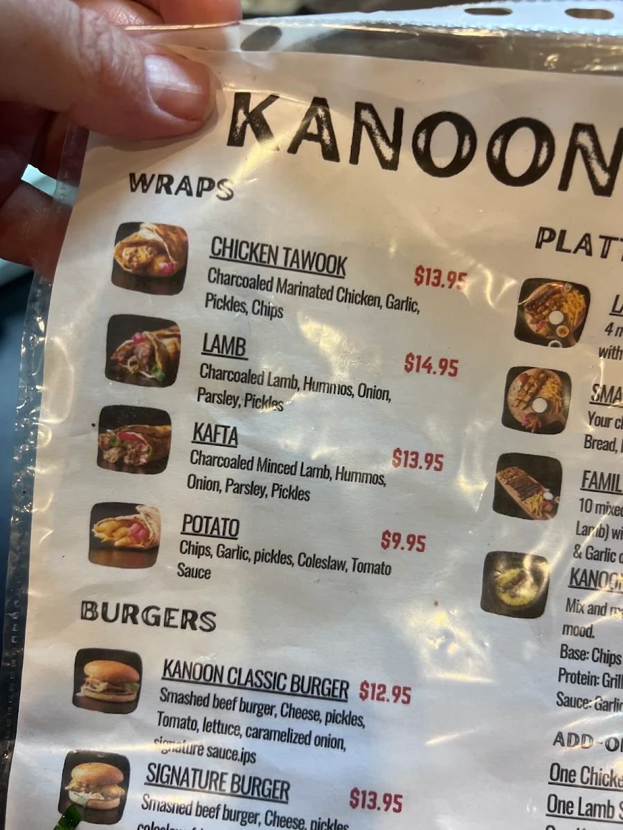Menu, Kanoon Grills