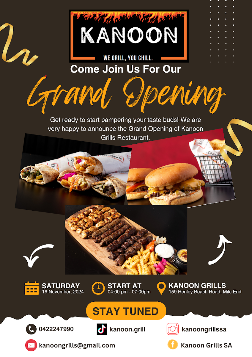 Menu, Kanoon Grills