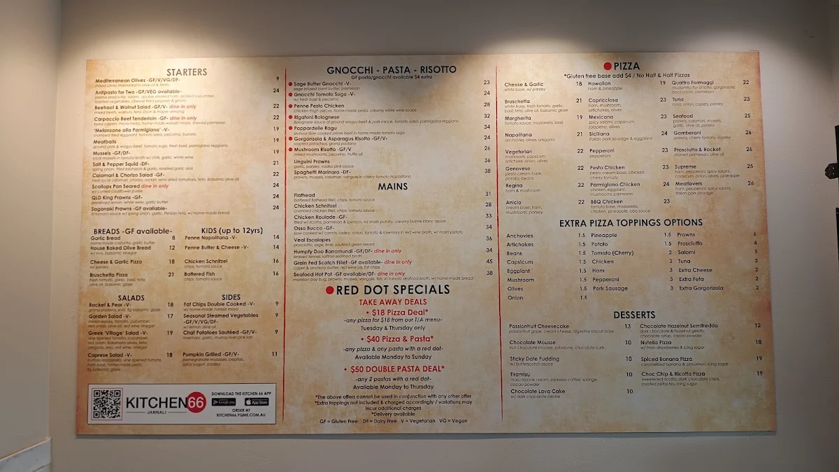 Menu, Riskalah's Italian Restaurant