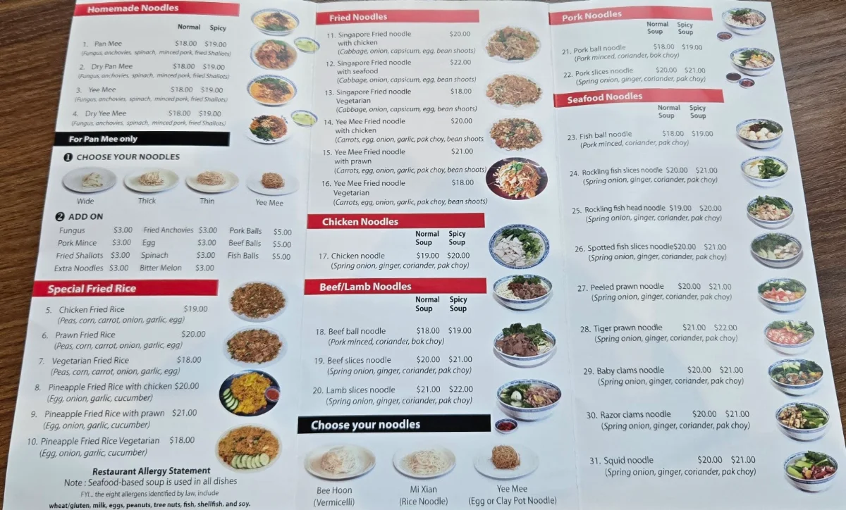 Menu, Top Noodle House