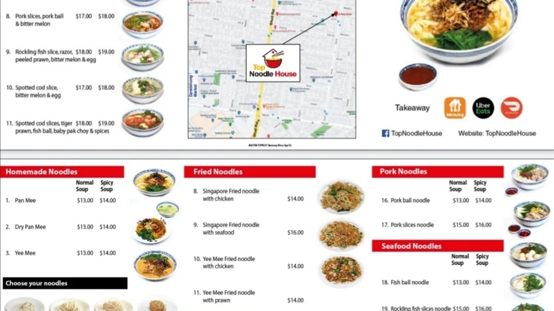 Menu, Top Noodle House