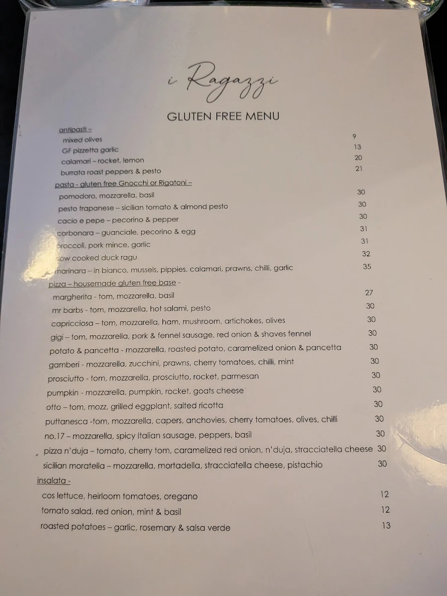 Menu, I Ragazzi