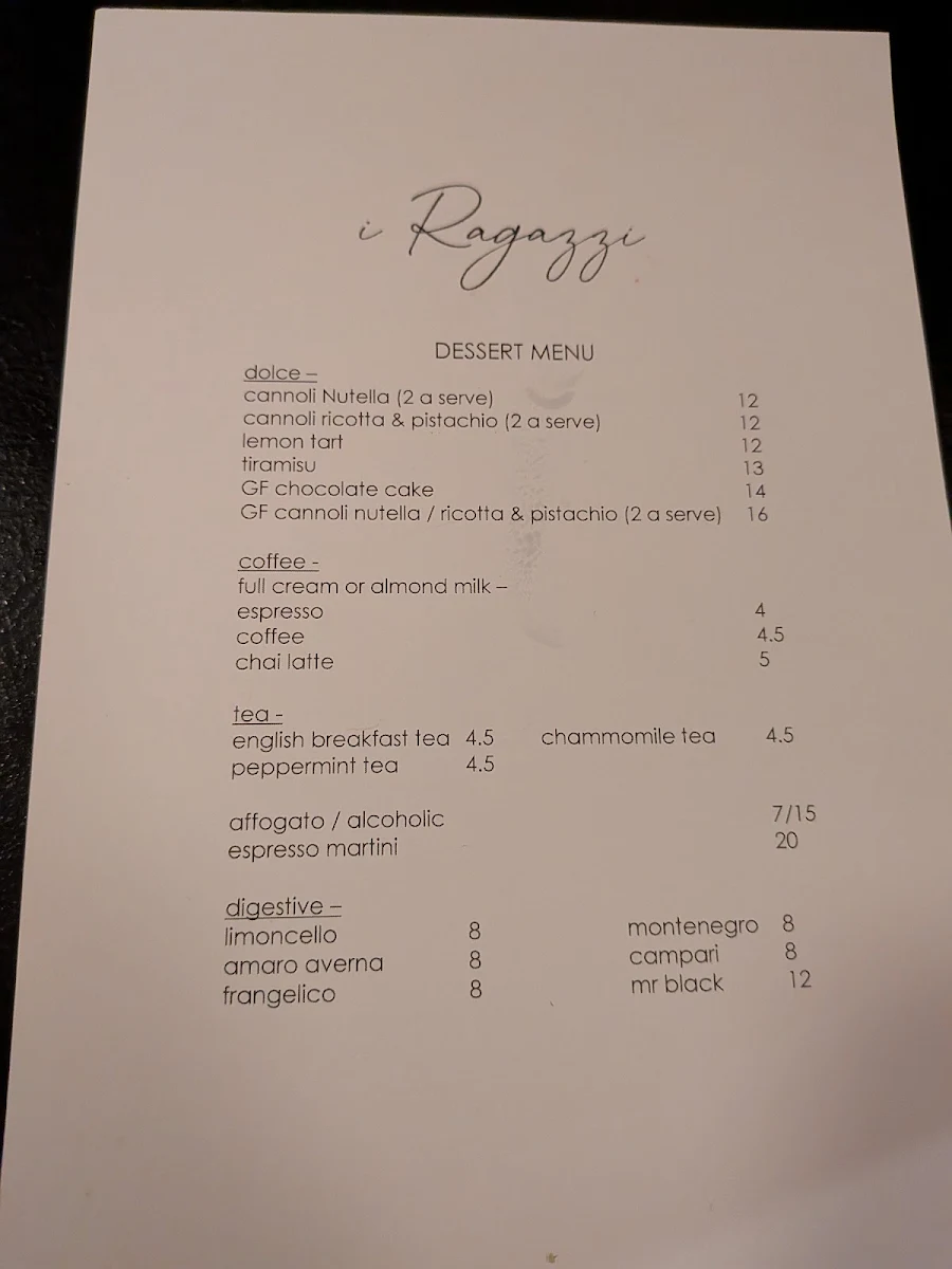 Menu, I Ragazzi