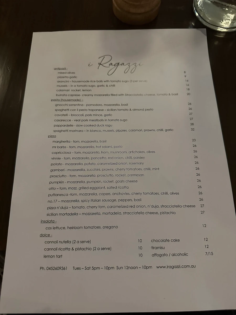 Menu, I Ragazzi