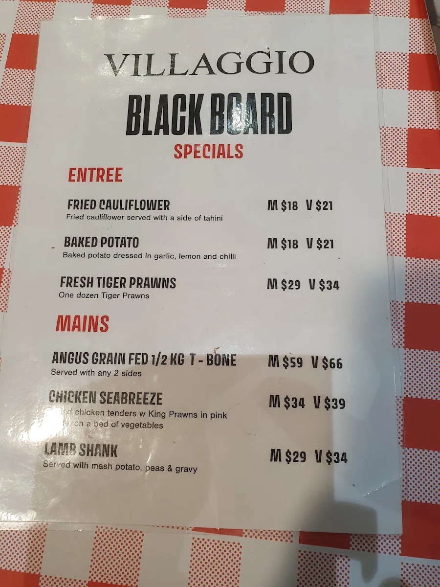 Menu, Villagio