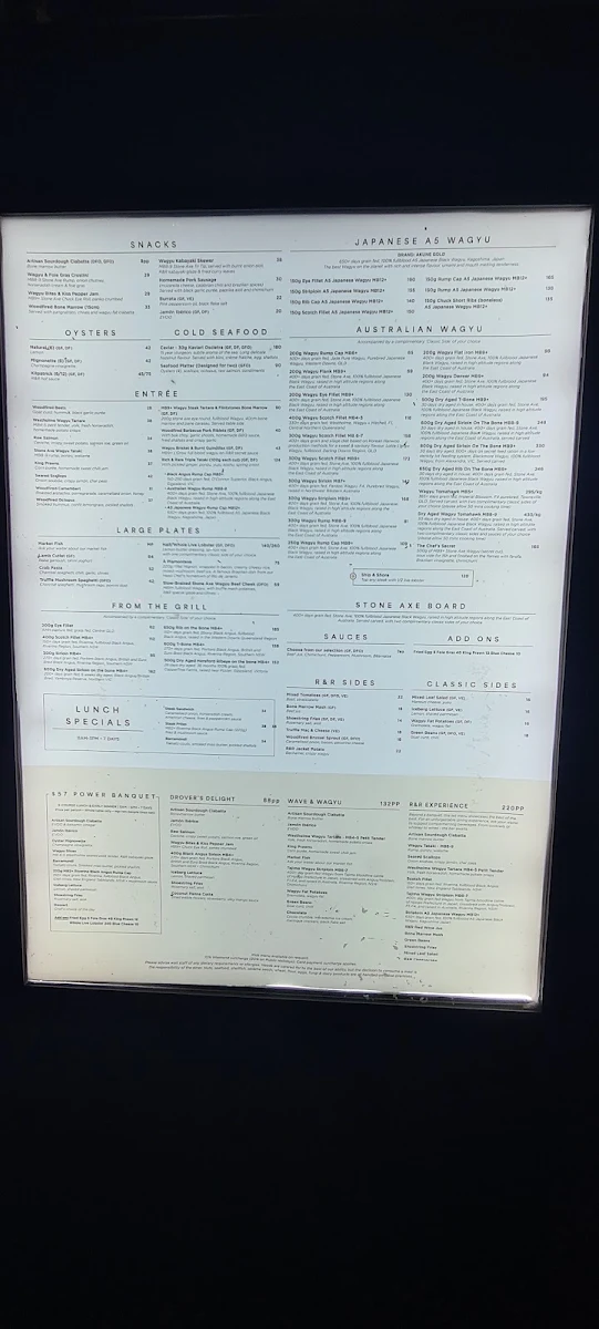 Menu, Rich & Rare Restaurant