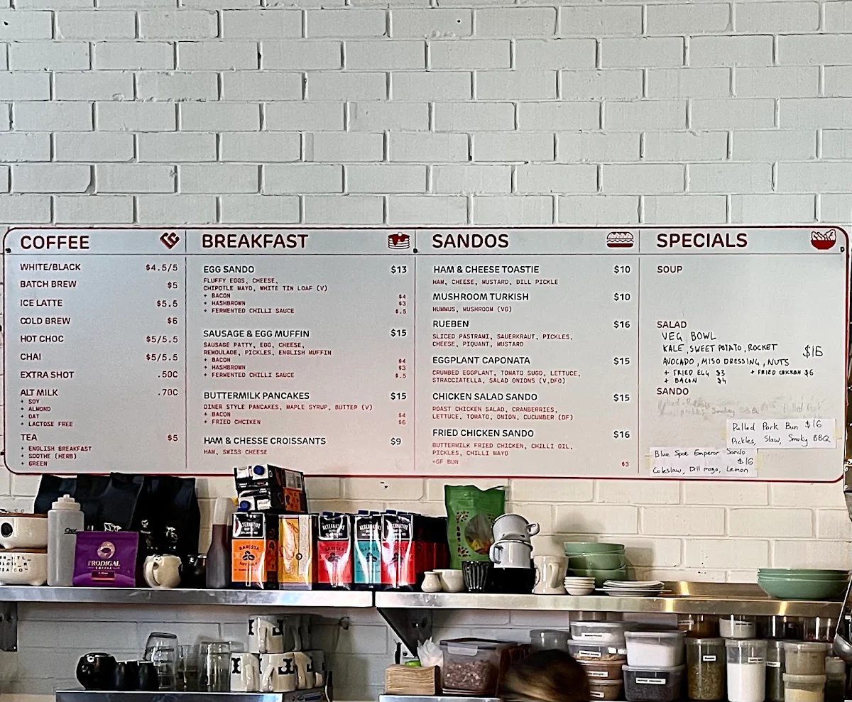 Menu, Community Coffee Co