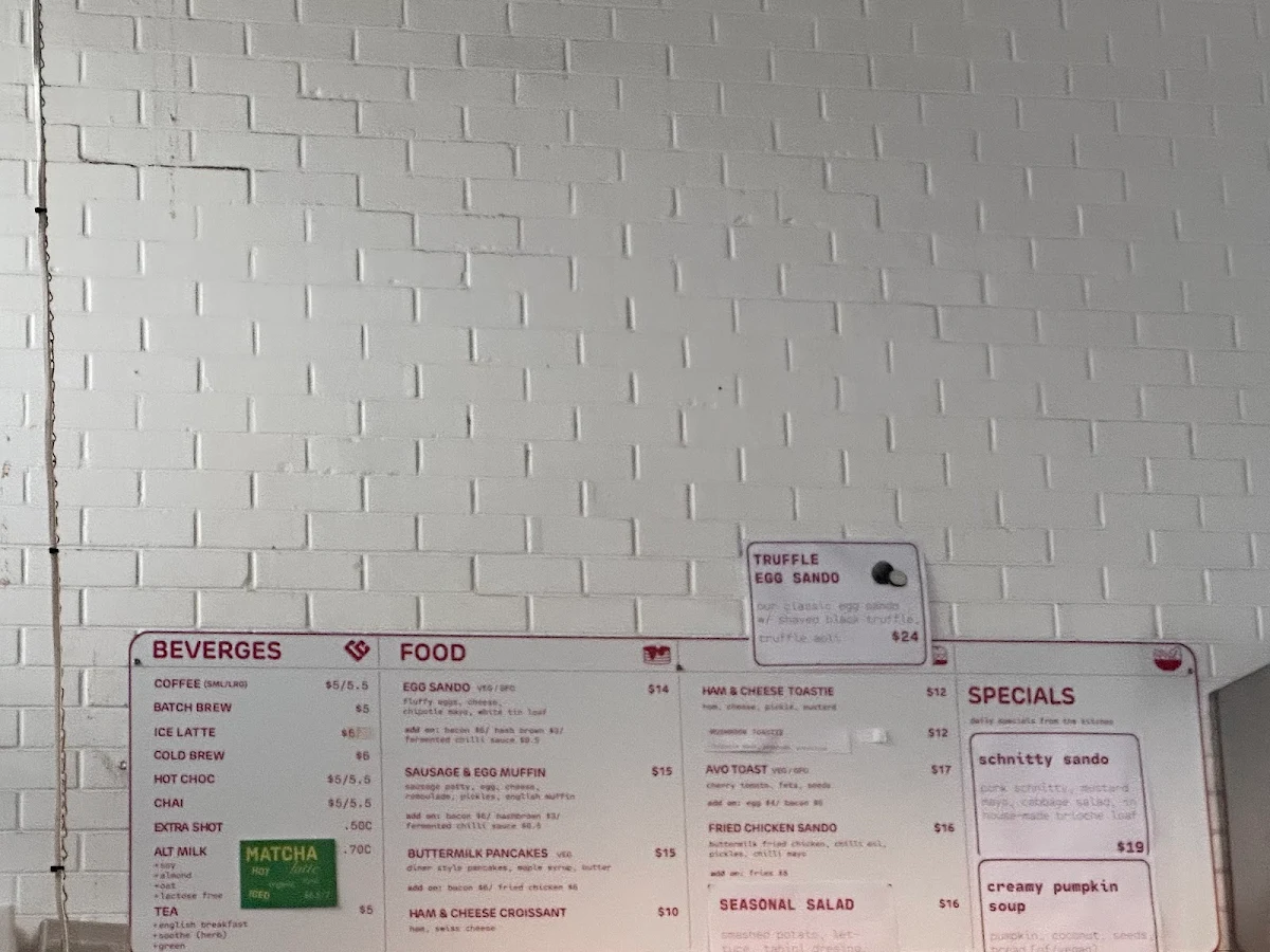 Menu, Community Coffee Co